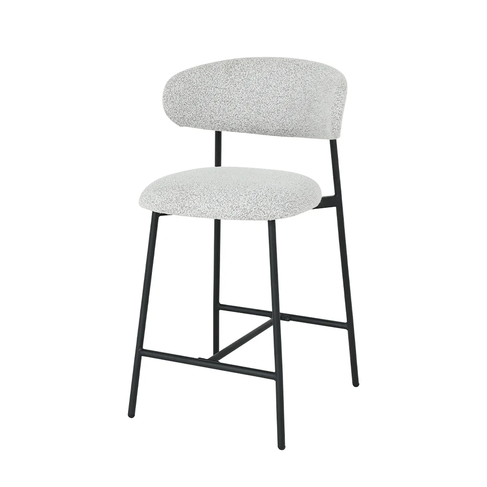 Barkruk Falun Beige Bouclé met zwart onderstel - Image 3