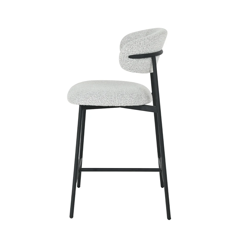 Barkruk Falun Beige Bouclé met zwart onderstel - Image 4