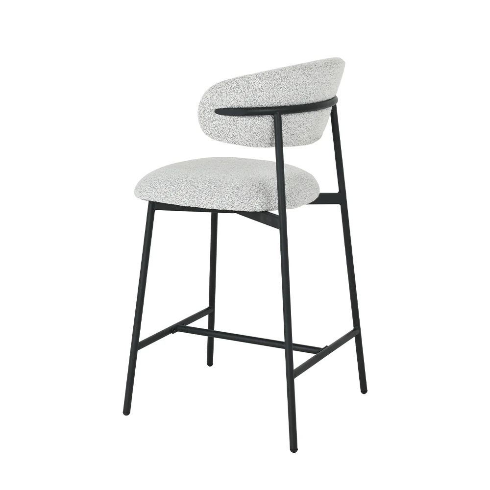Barkruk Falun Beige Bouclé met zwart onderstel - Image 5