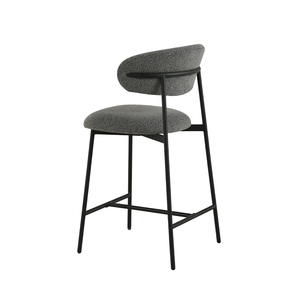 Barkruk Falun Donkergrijs Bouclé met zwart onderstel - Image 5