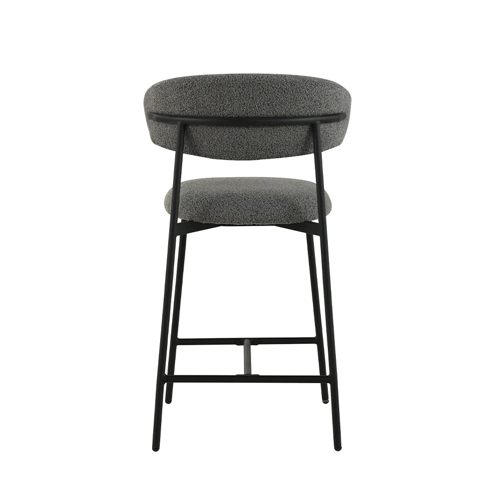 Barkruk Falun Donkergrijs Bouclé met zwart onderstel - Image 6