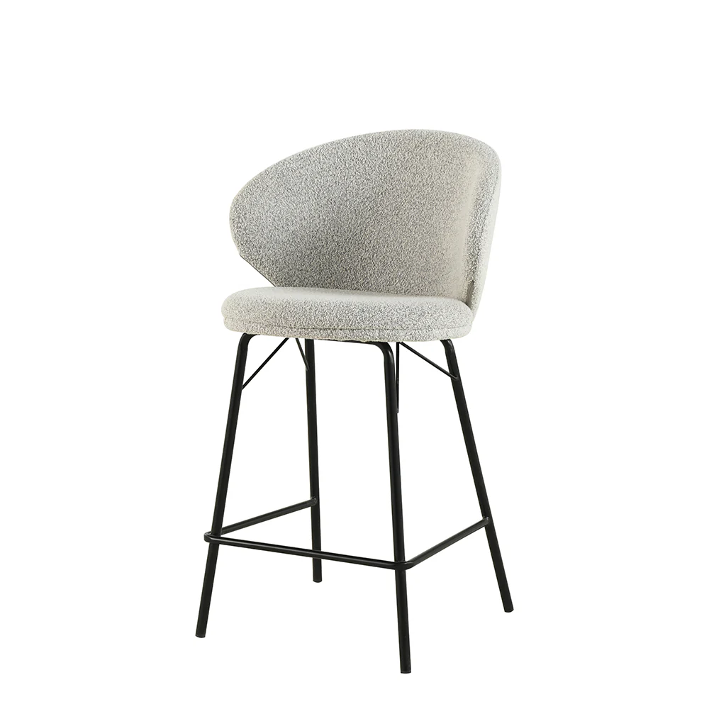 Barkruk Visby Beige Bouclé met zwart onderstel - Image 3