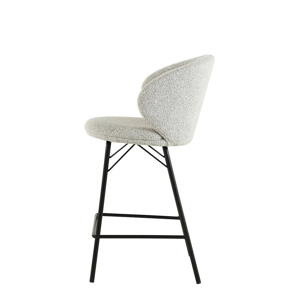 Barkruk Visby Beige Bouclé met zwart onderstel - Image 4