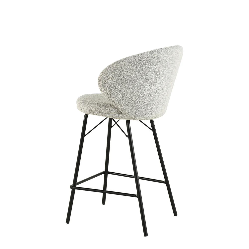 Barkruk Visby Beige Bouclé met zwart onderstel - Image 5