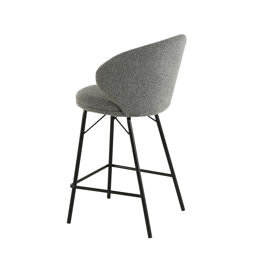 Barkruk Visby Donkergrijs Bouclé met zwart onderstel - Image 5