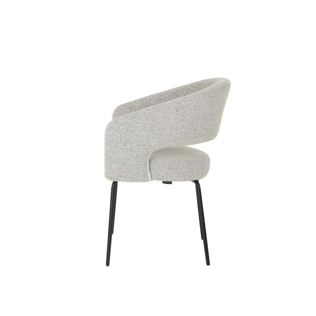 Eetkamerstoel Aalborg Beige Bouclé met zwart onderstel - Image 4