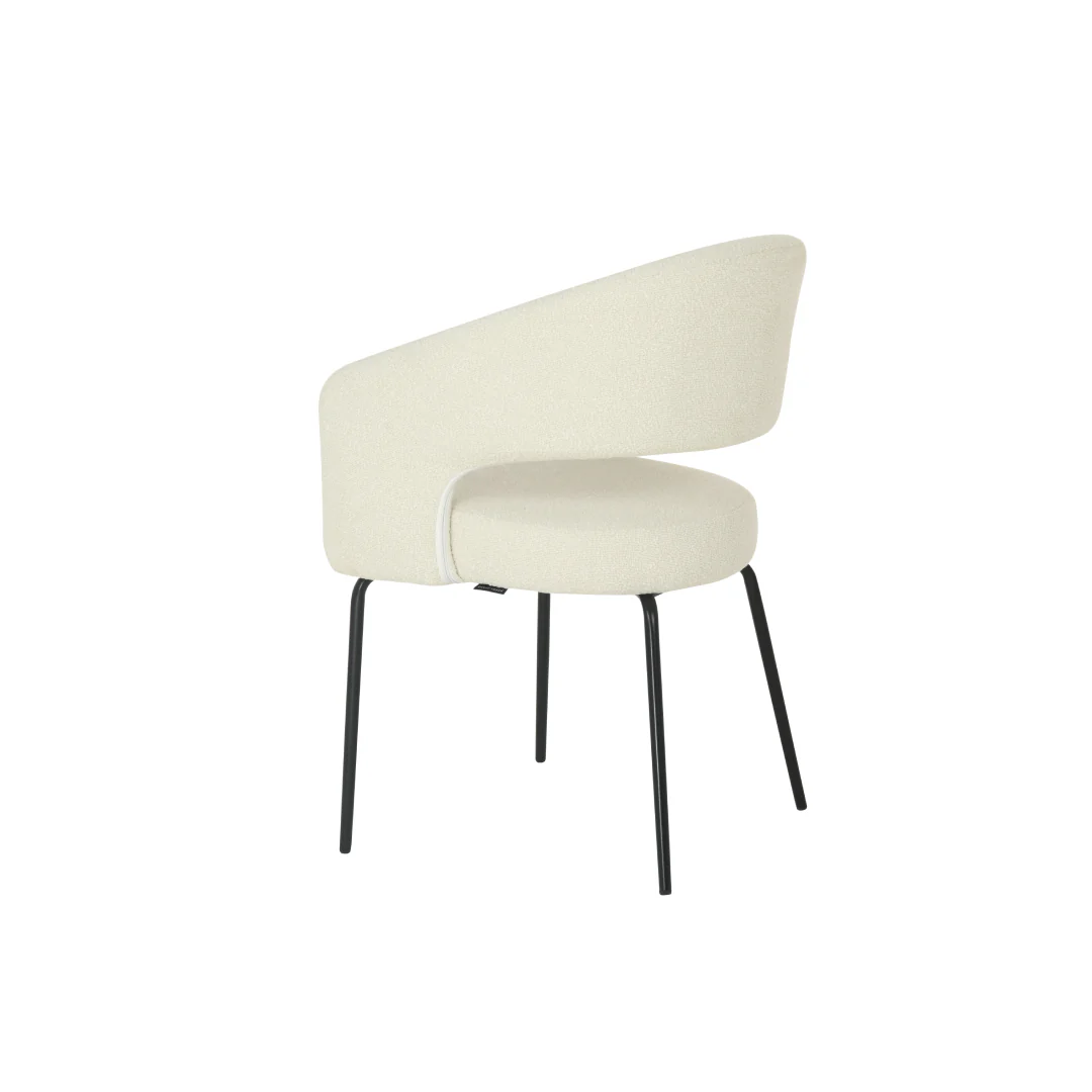 Eetkamerstoel Aalborg Wit Bouclé met zwart onderstel - Image 5