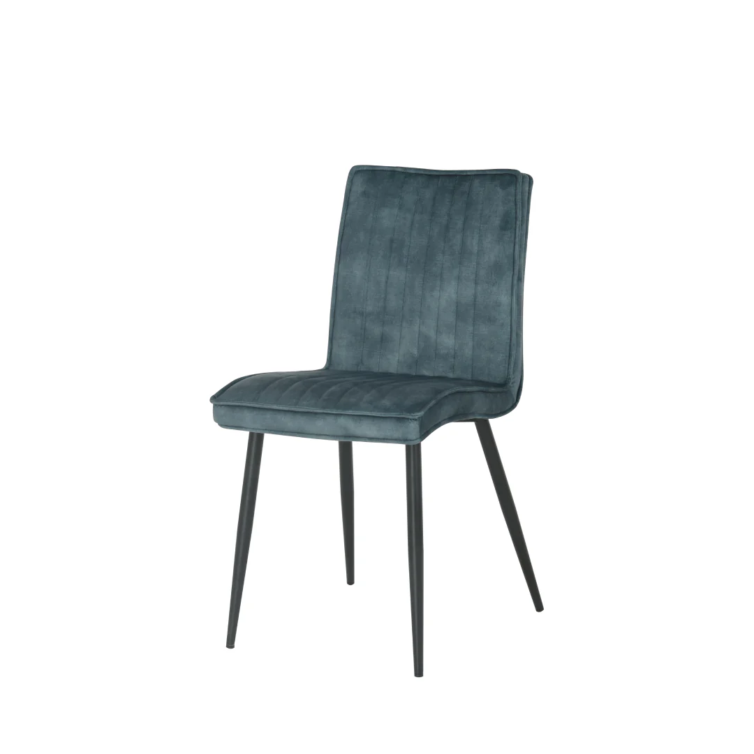 Eetkamerstoel Falster Donkerblauw met zwart onderstel - Image 3