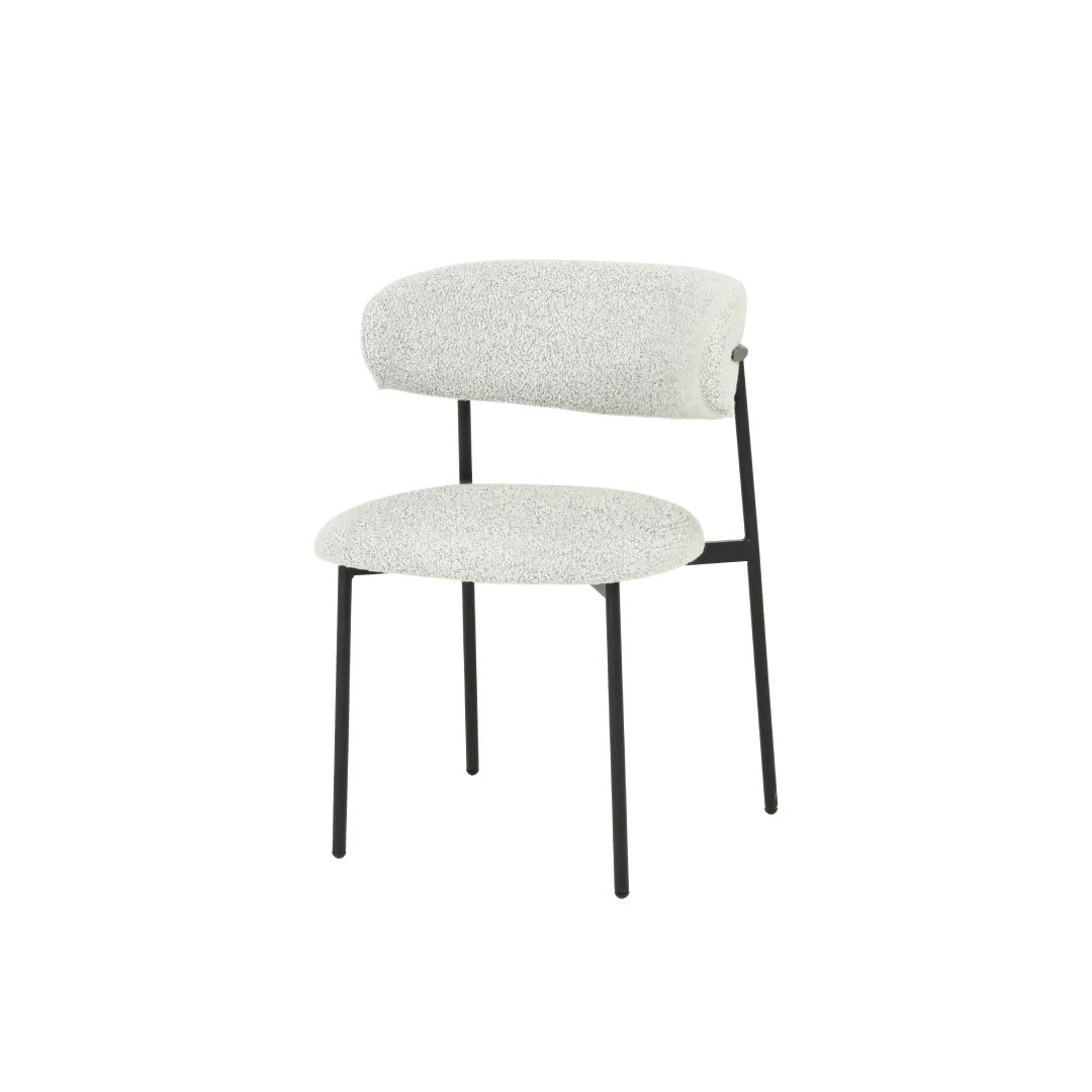 Eetkamerstoel Jutland Beige Bouclé met zwart onderstel - Image 3