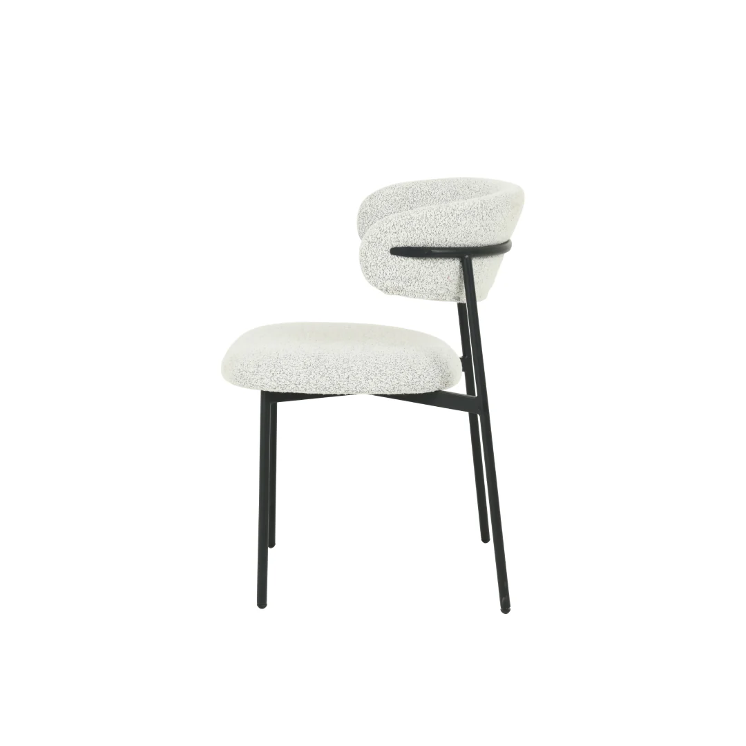 Eetkamerstoel Jutland Beige Bouclé met zwart onderstel - Image 4