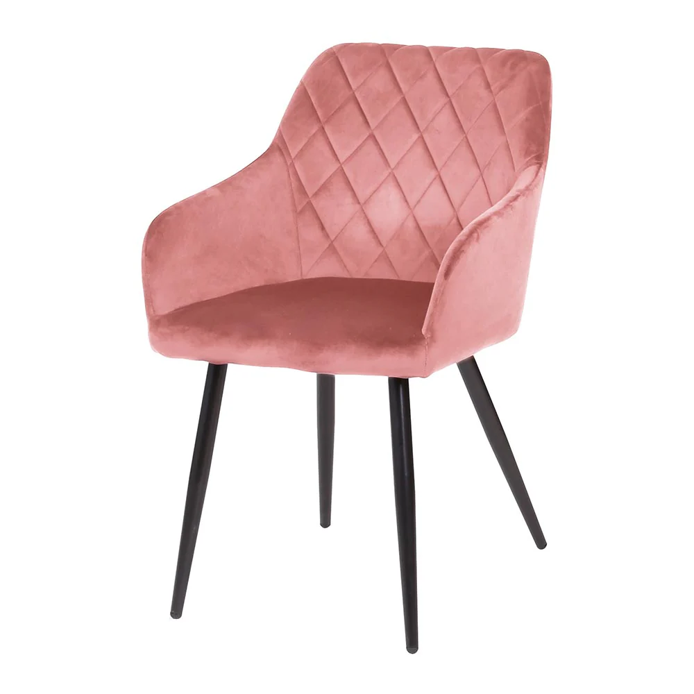 Eetkamerstoel Malmö Roze Fluweel met zwart onderstel - Image 3