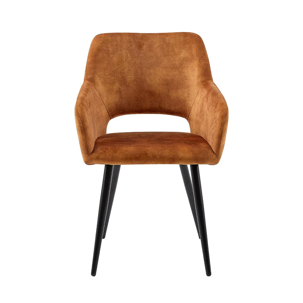 Eetkamerstoel Oslo Cognac Fluweel met zwart onderstel - Image 2