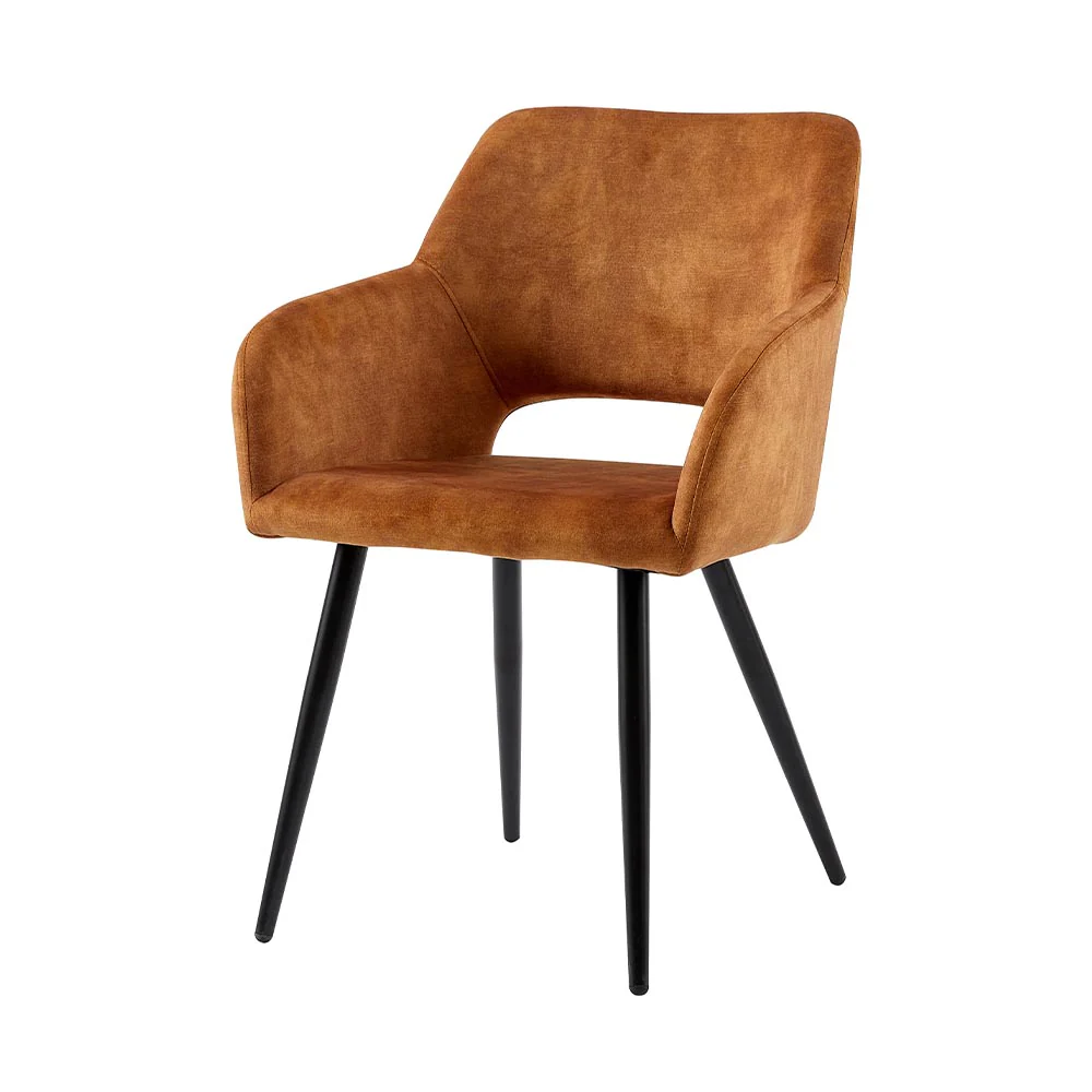 Eetkamerstoel Oslo Cognac Fluweel met zwart onderstel - Image 3