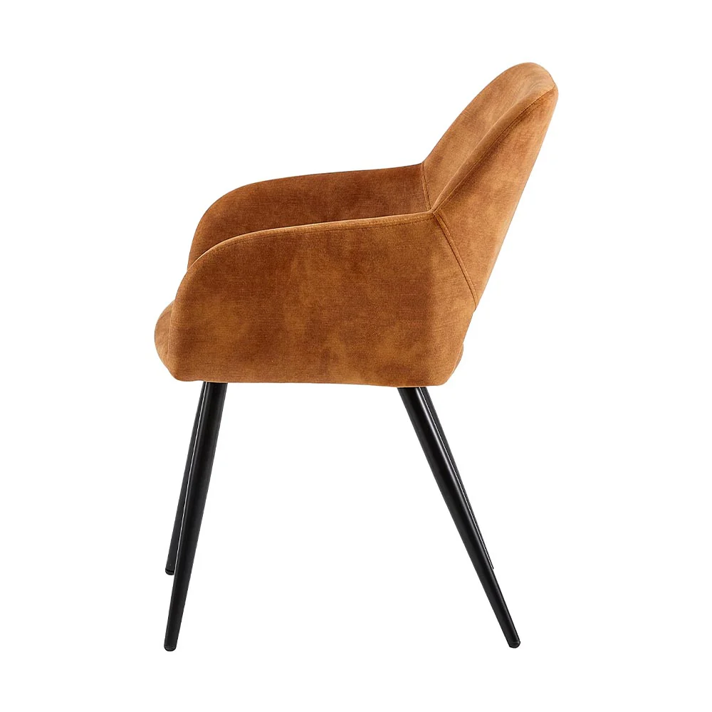 Eetkamerstoel Oslo Cognac Fluweel met zwart onderstel - Image 4