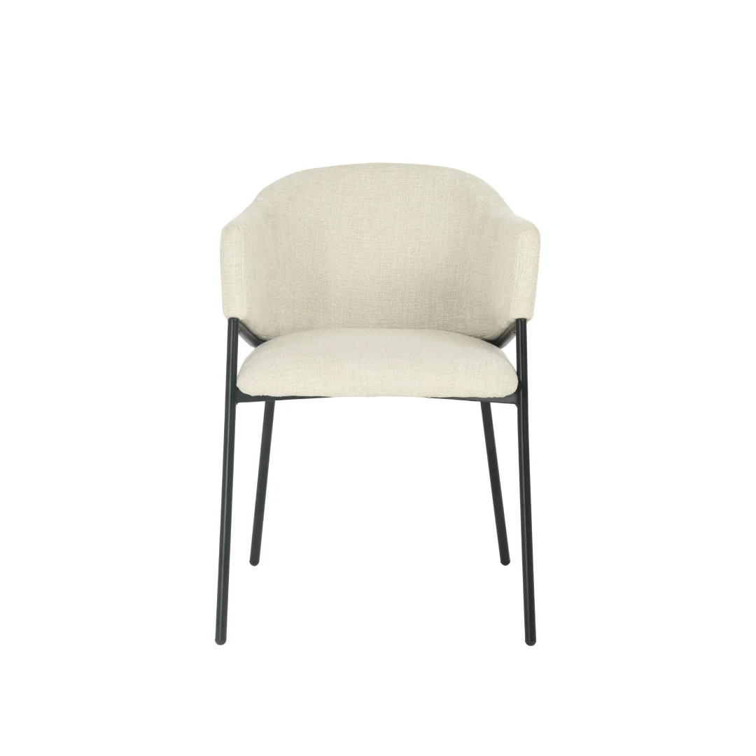 Eetkamerstoel Samsø Beige Linnen met zwart onderstel - Image 2