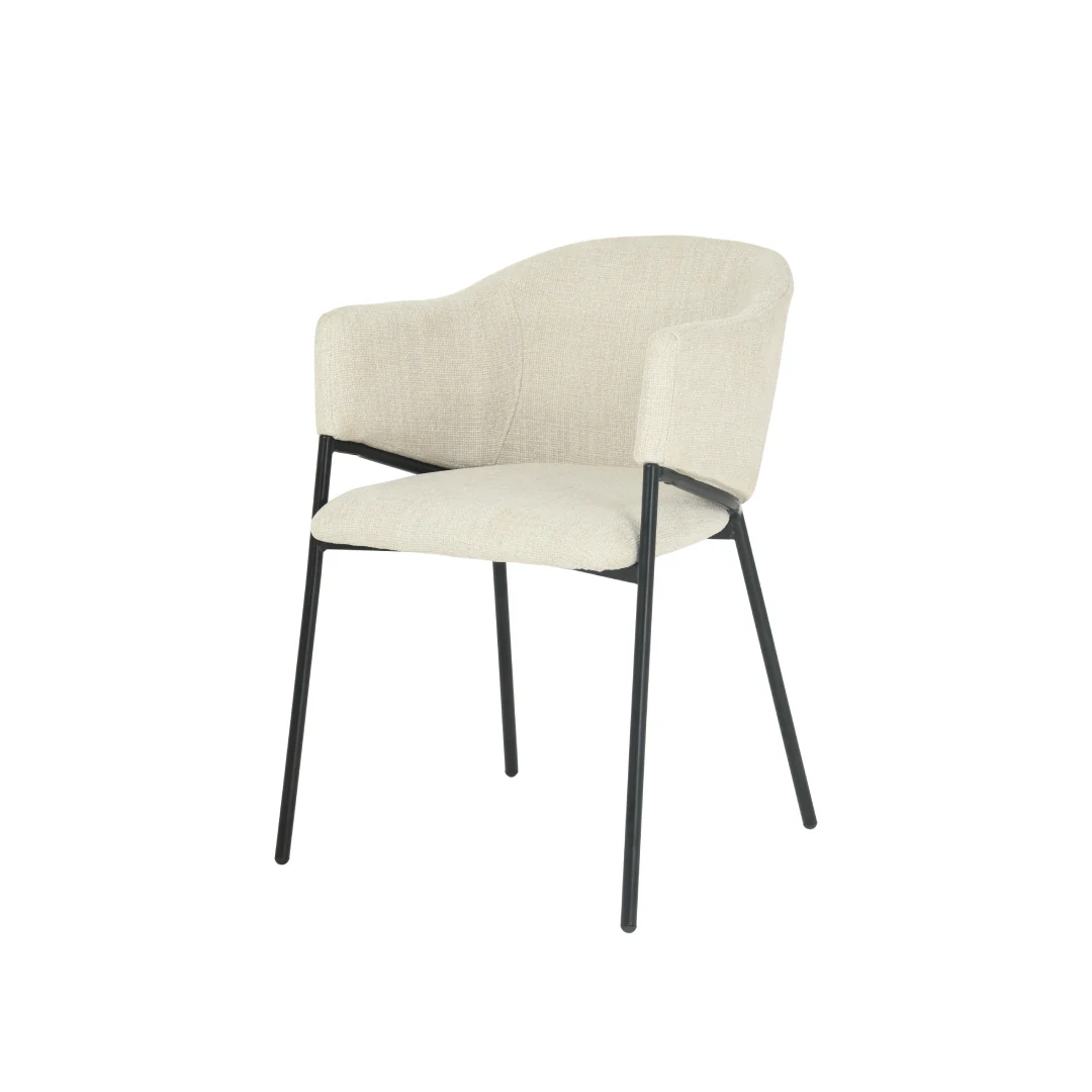 Eetkamerstoel Samsø Beige Linnen met zwart onderstel - Image 3