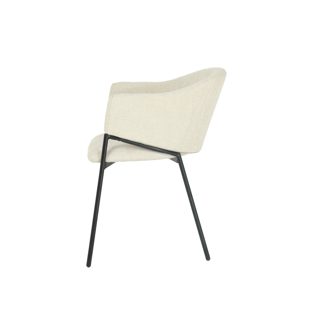 Eetkamerstoel Samsø Beige Linnen met zwart onderstel - Image 4