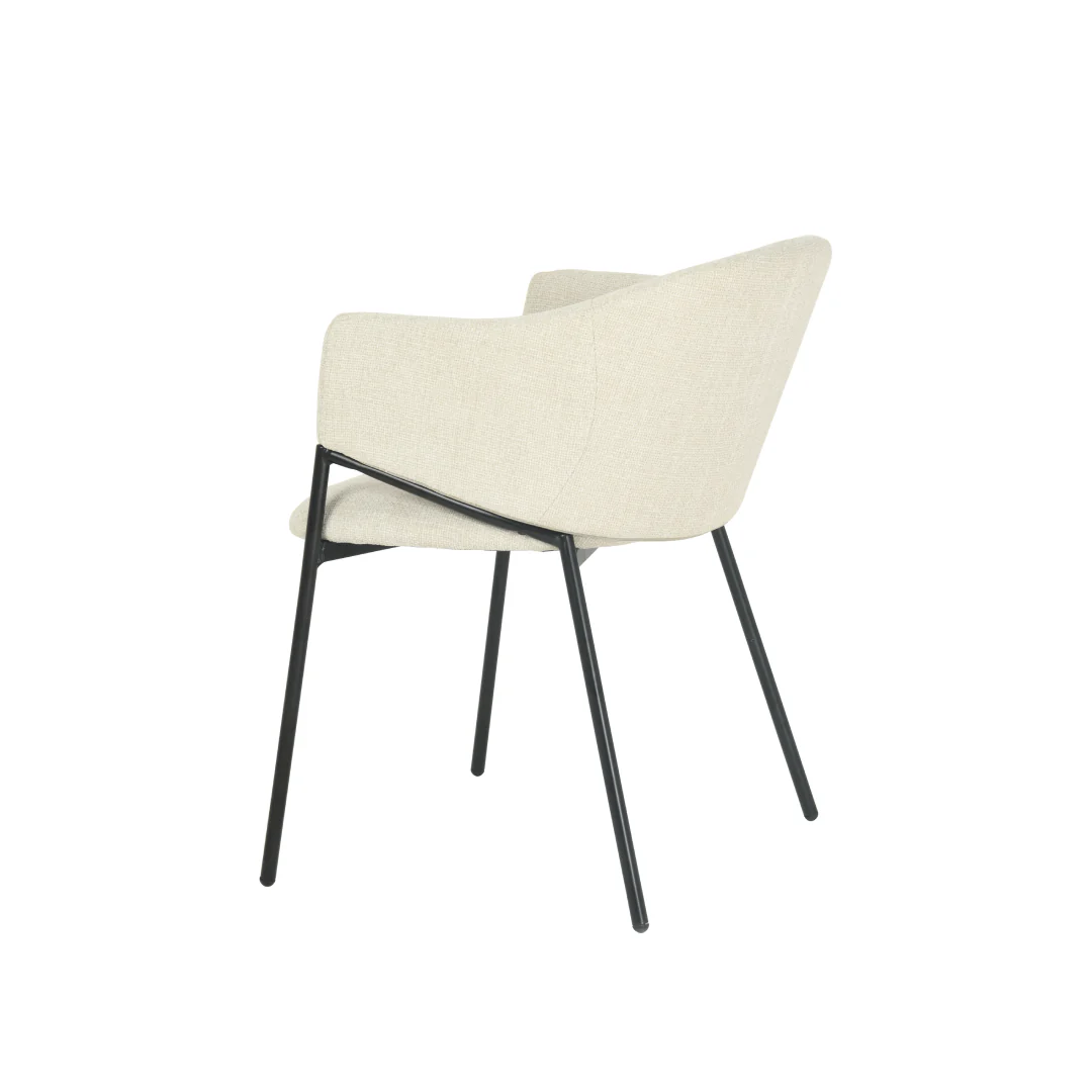 Eetkamerstoel Samsø Beige Linnen met zwart onderstel - Image 5