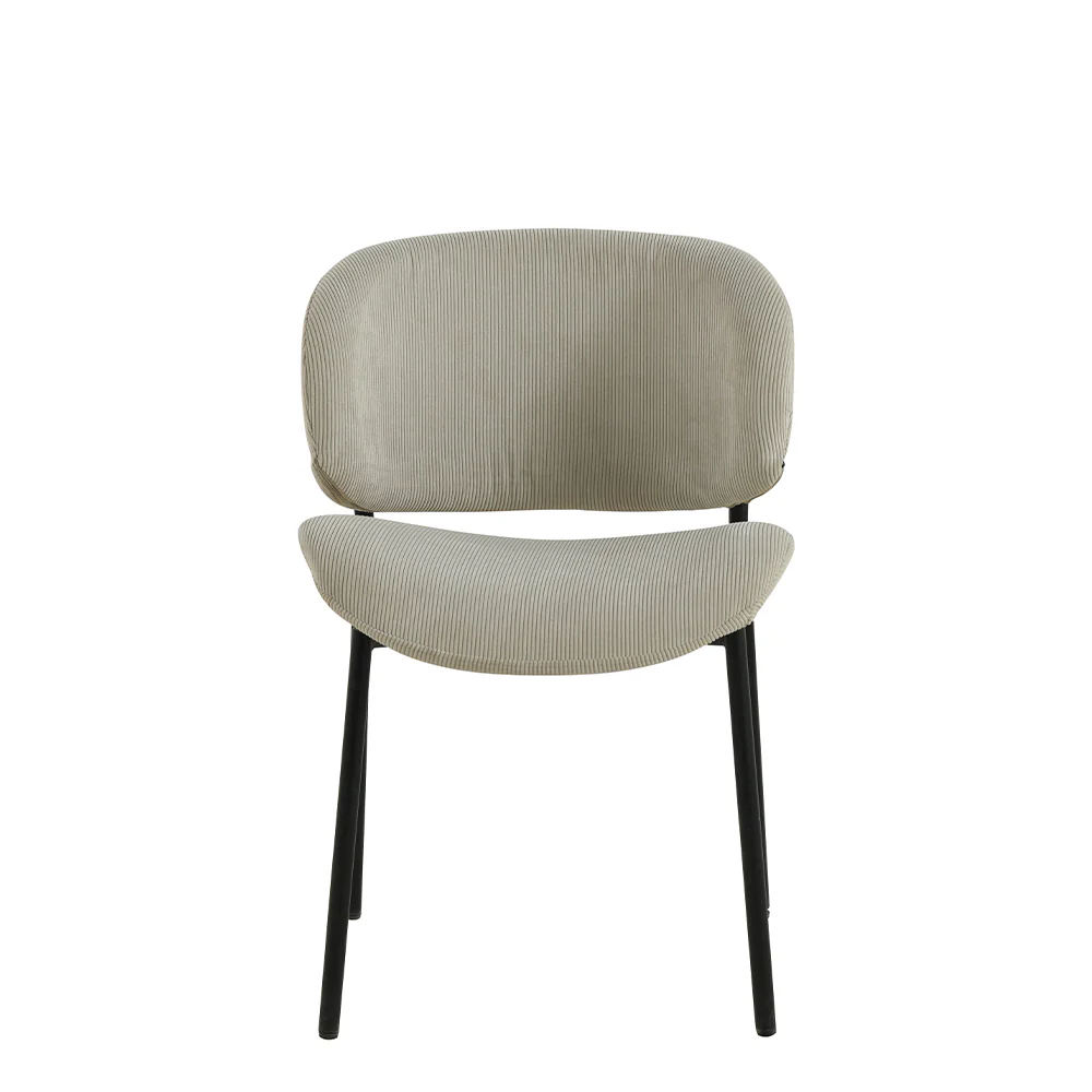 Eetkamerstoel Sigtuna Beige Rib met zwart onderstel - Image 2