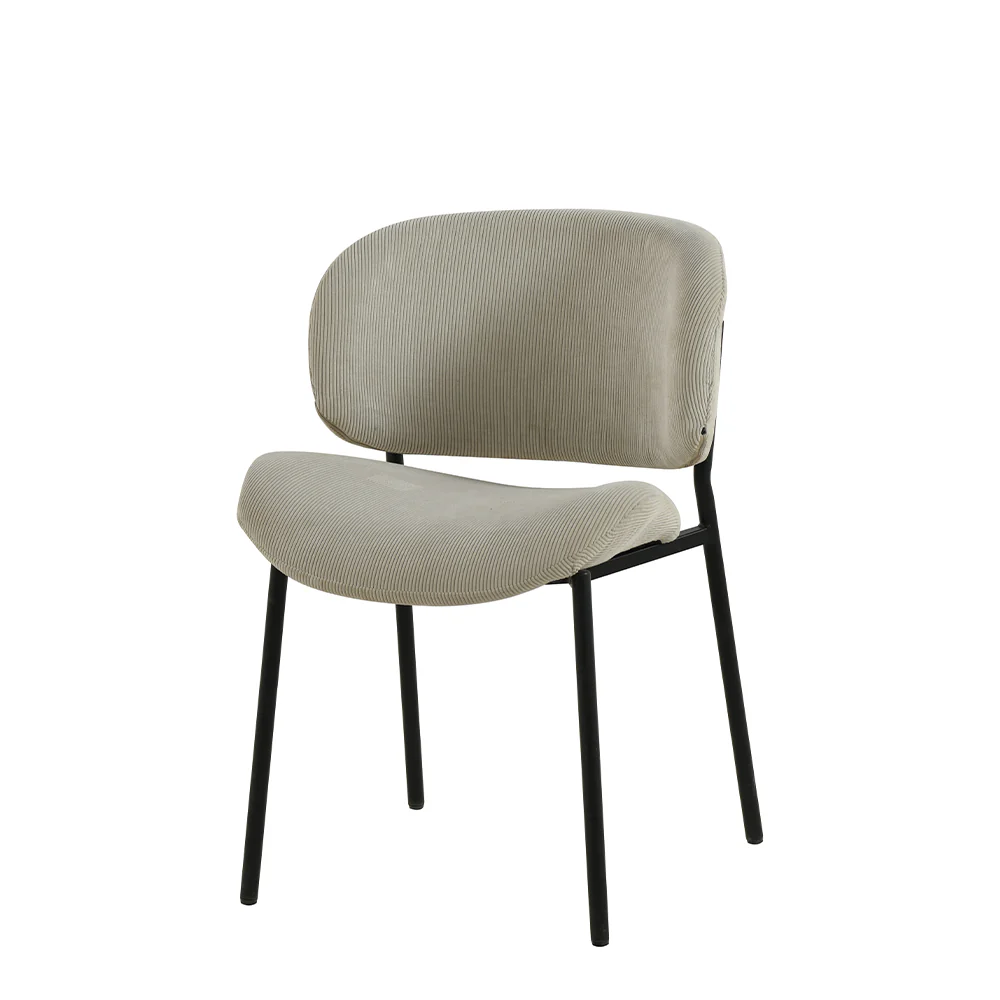 Eetkamerstoel Sigtuna Beige Rib met zwart onderstel - Image 3