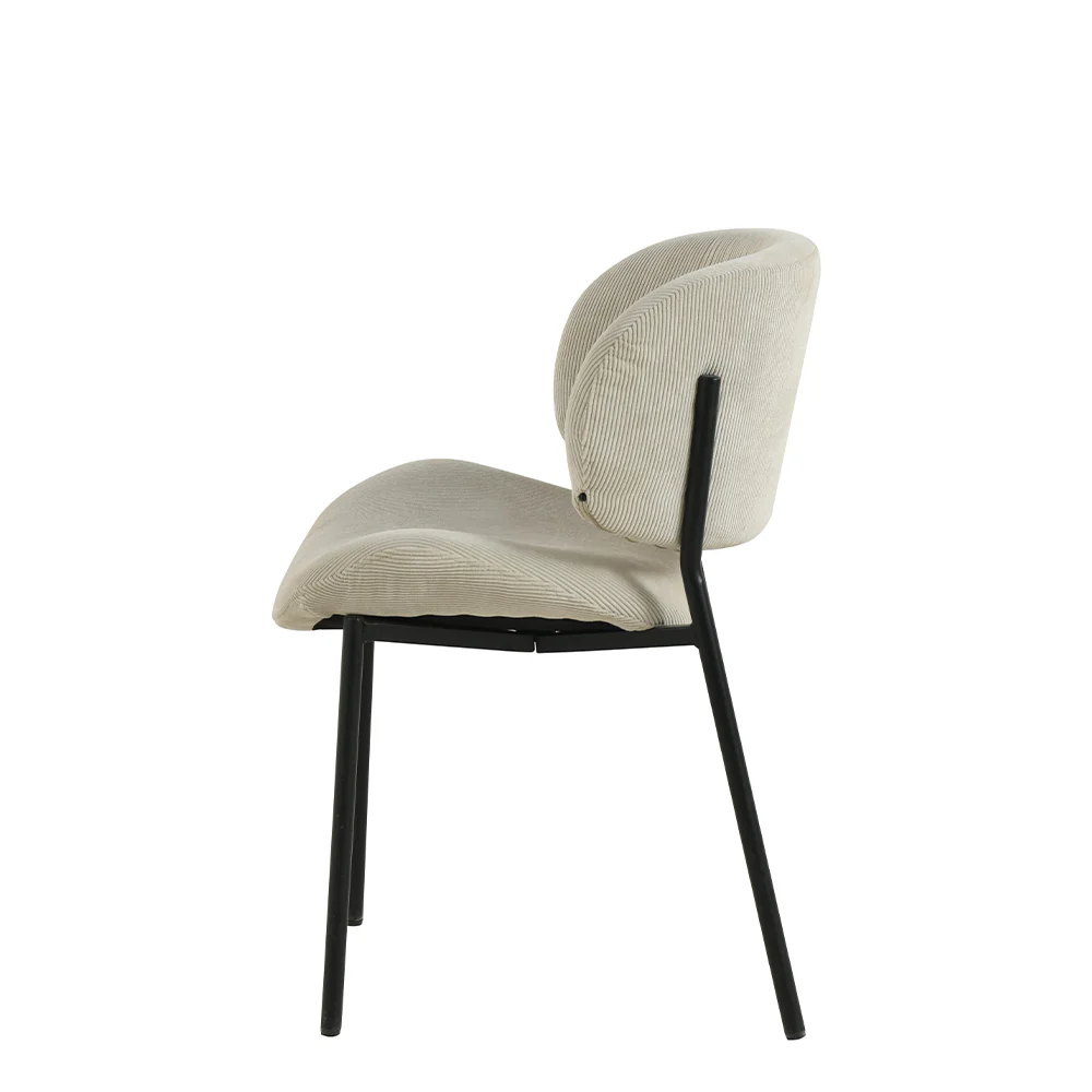 Eetkamerstoel Sigtuna Beige Rib met zwart onderstel - Image 4