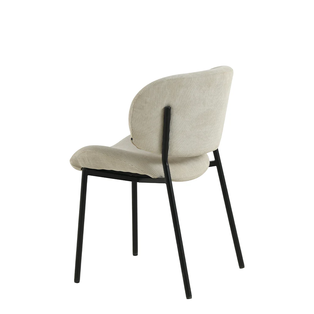 Eetkamerstoel Sigtuna Beige Rib met zwart onderstel - Image 5