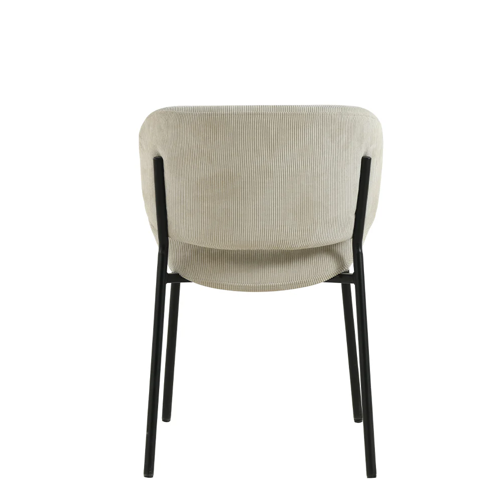 Eetkamerstoel Sigtuna Beige Rib met zwart onderstel - Image 6