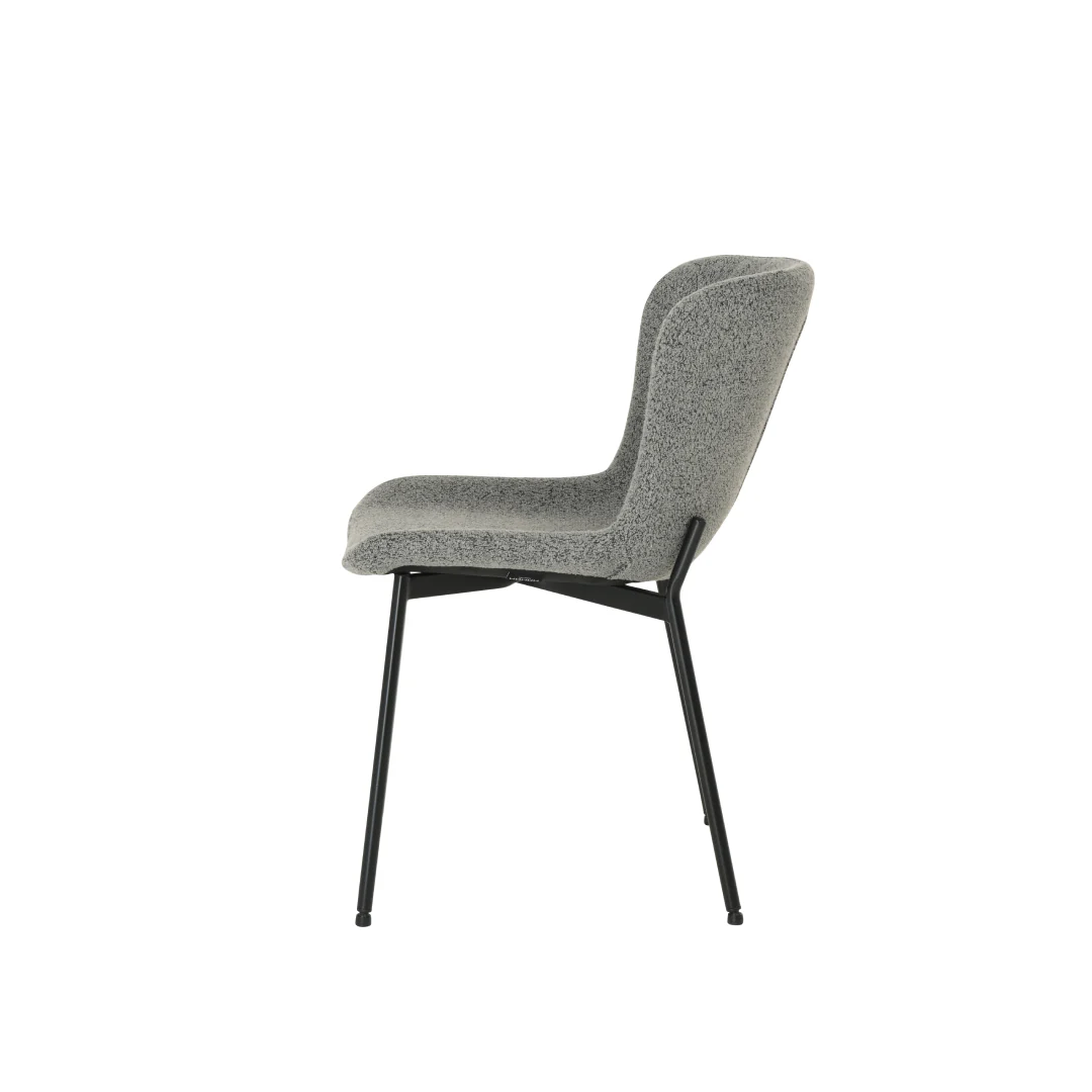 Eetkamerstoel Skagen Donkergrijs Bouclé met zwart onderstel - Image 3