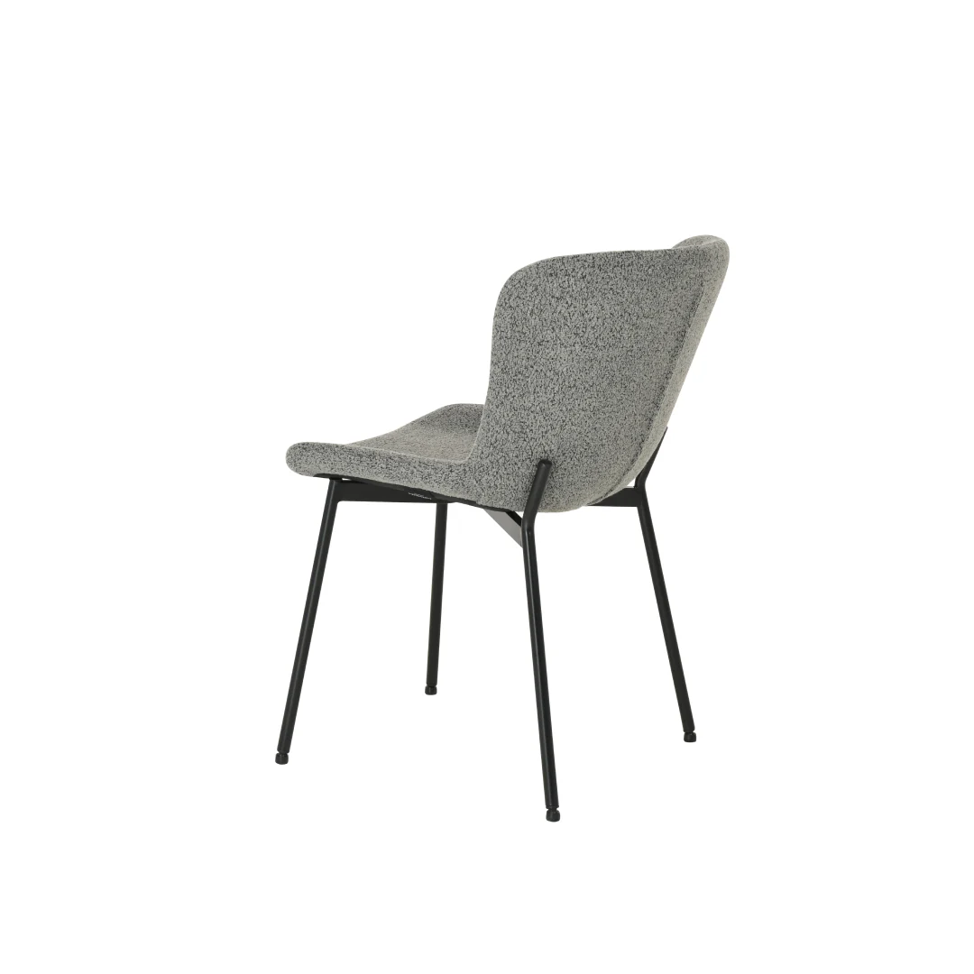 Eetkamerstoel Skagen Donkergrijs Bouclé met zwart onderstel - Image 4
