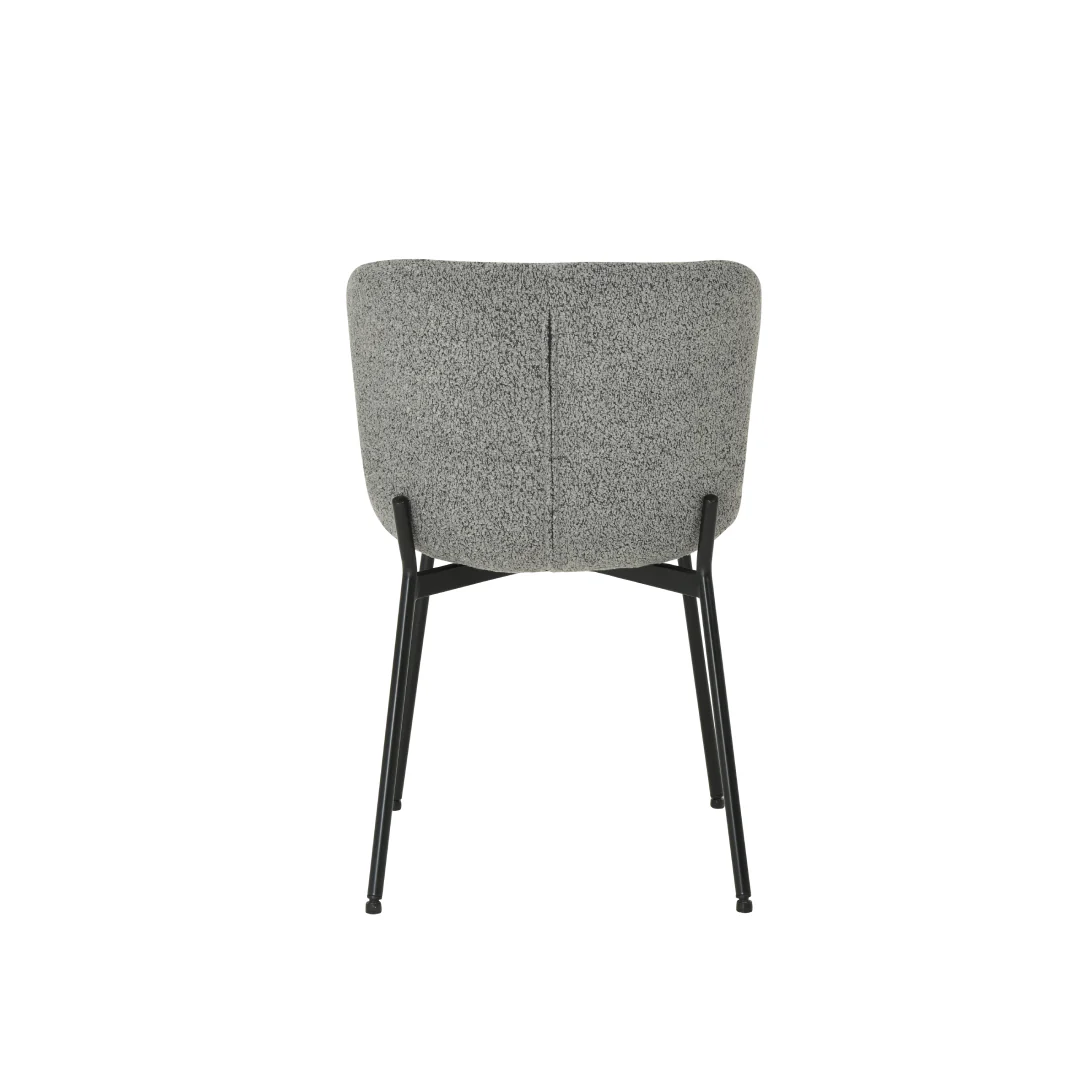 Eetkamerstoel Skagen Donkergrijs Bouclé met zwart onderstel - Image 5