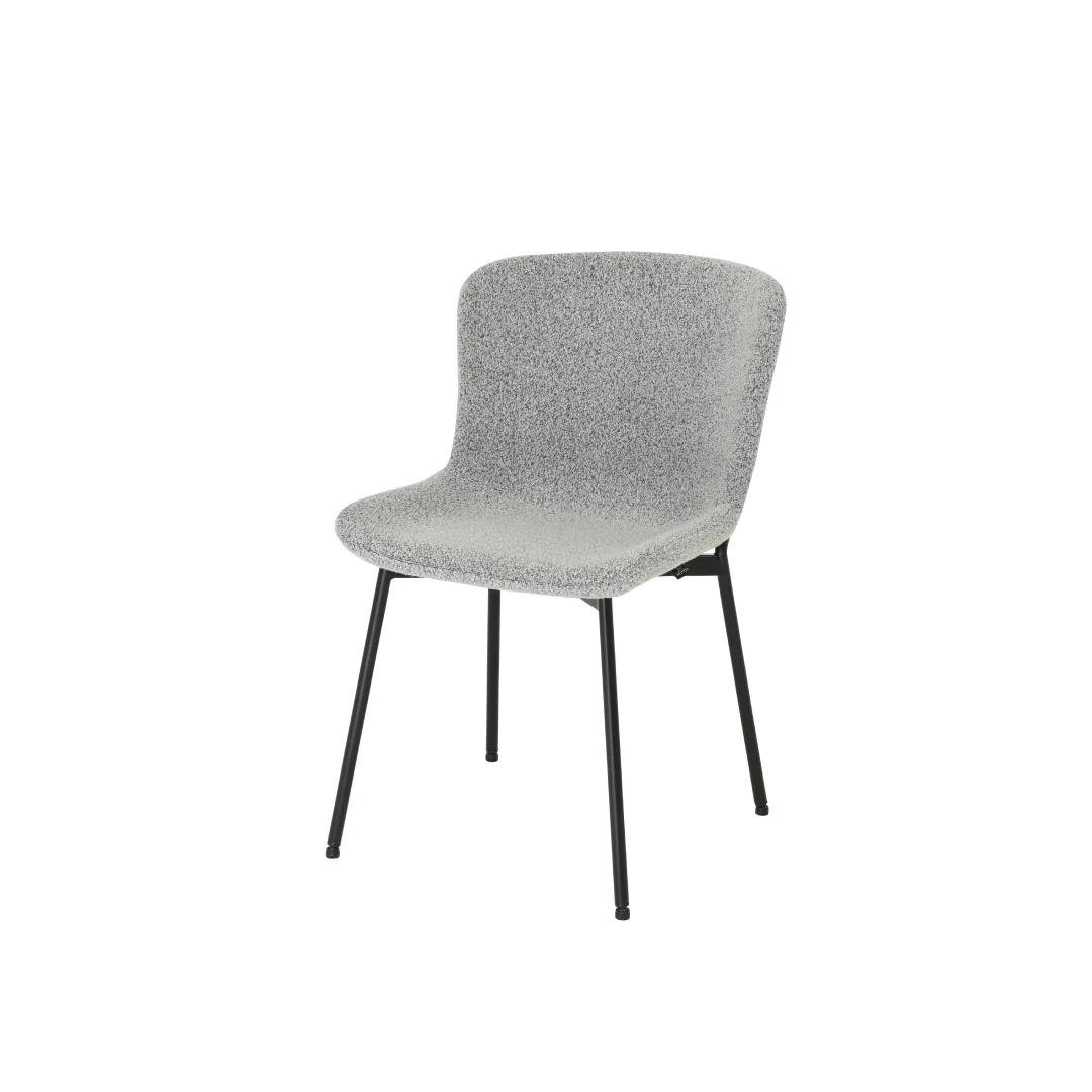 Eetkamerstoel Skagen Lichtgrijs Bouclé met zwart onderstel - Image 3