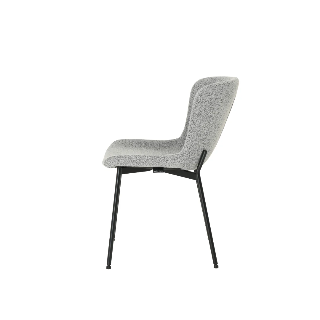 Eetkamerstoel Skagen Lichtgrijs Bouclé met zwart onderstel - Image 4