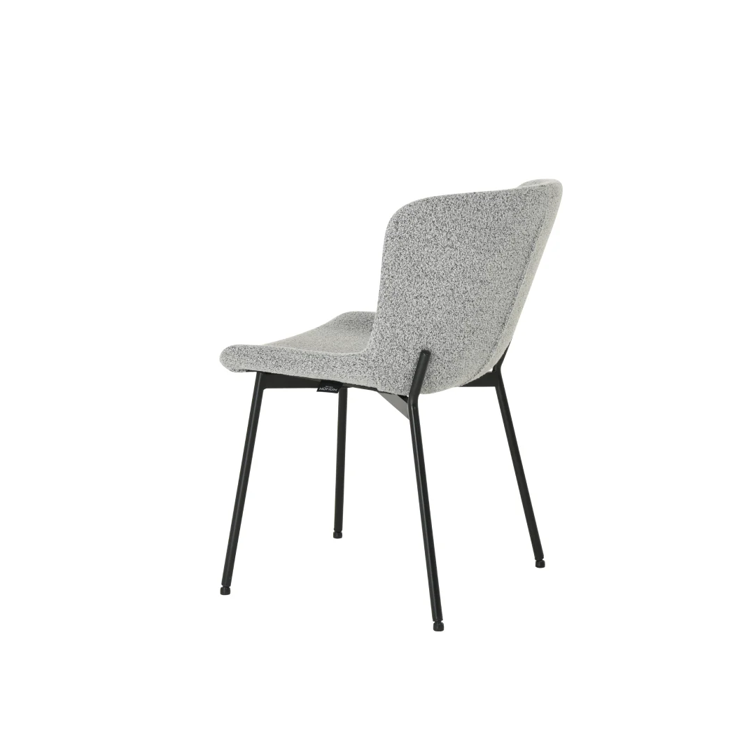 Eetkamerstoel Skagen Lichtgrijs Bouclé met zwart onderstel - Image 5