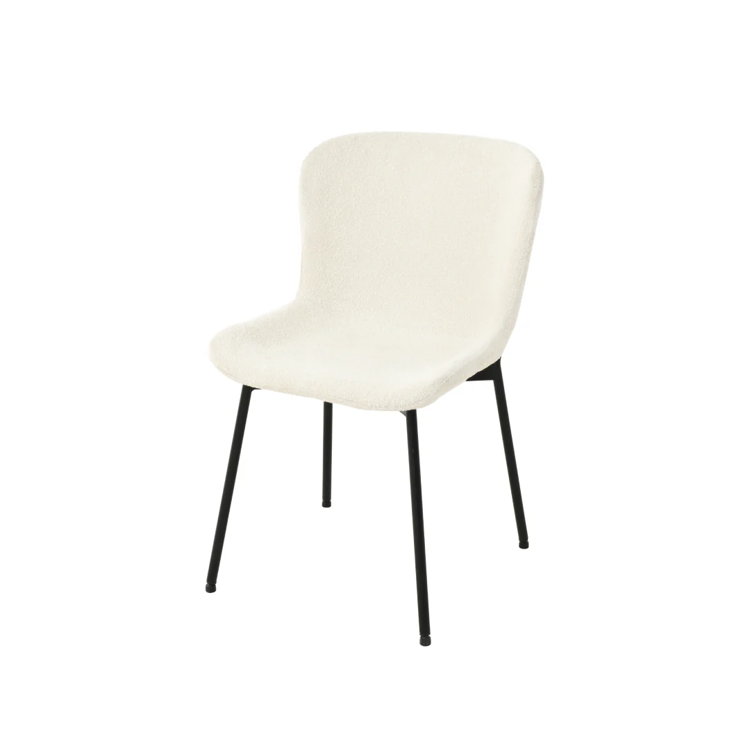 Eetkamerstoel Skagen Wit Bouclé met zwart onderstel - Image 3