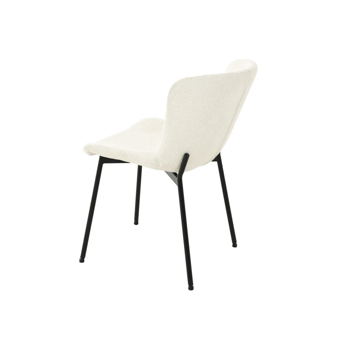 Eetkamerstoel Skagen Wit Bouclé met zwart onderstel - Image 5