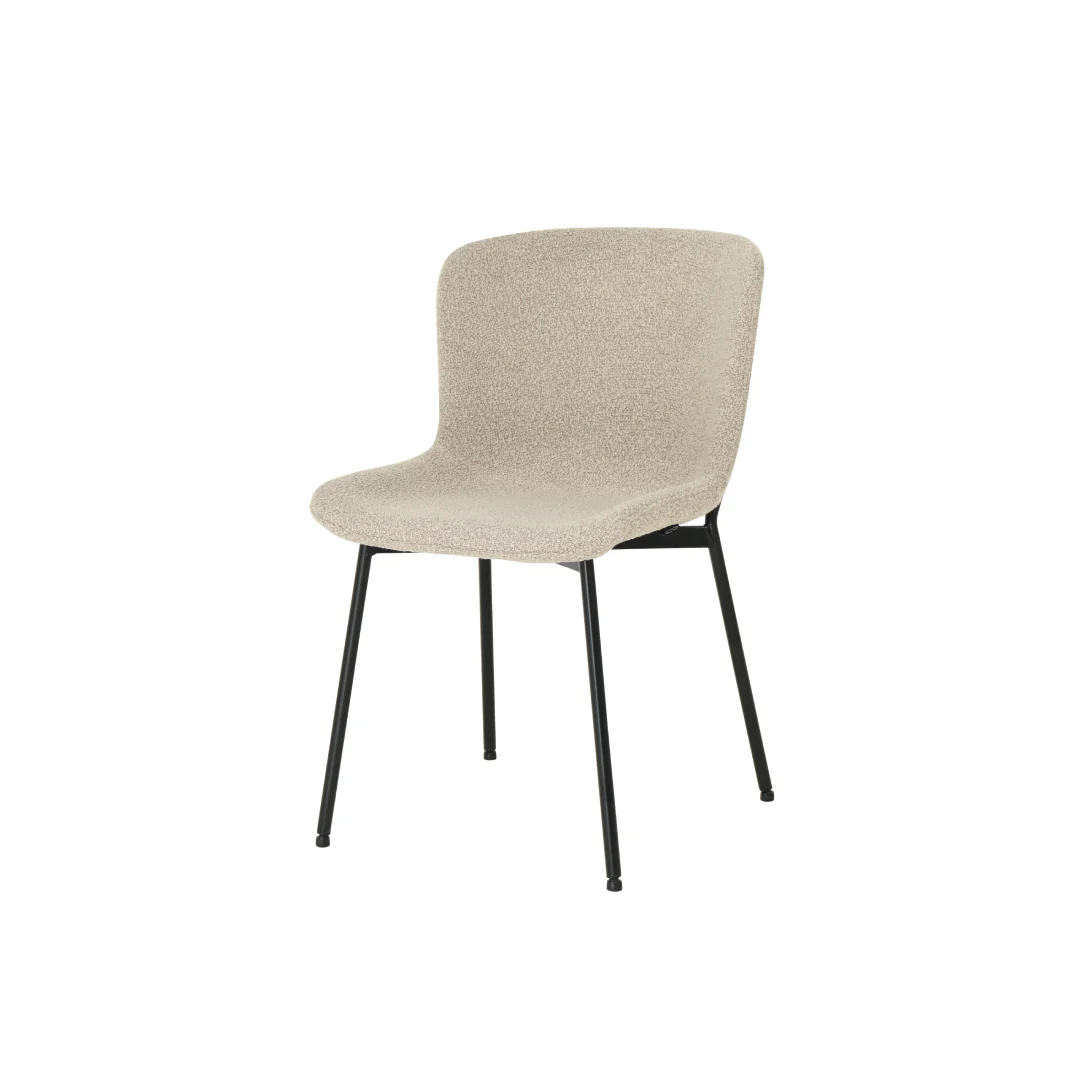 Eetkamerstoel Skagen Zand Bouclé met zwart onderstel - Image 3
