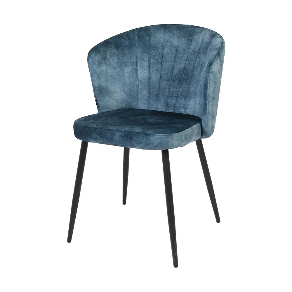 Eetkamerstoel Svendborg Donkerblauw Fluweel met zwart onderstel - Image 2