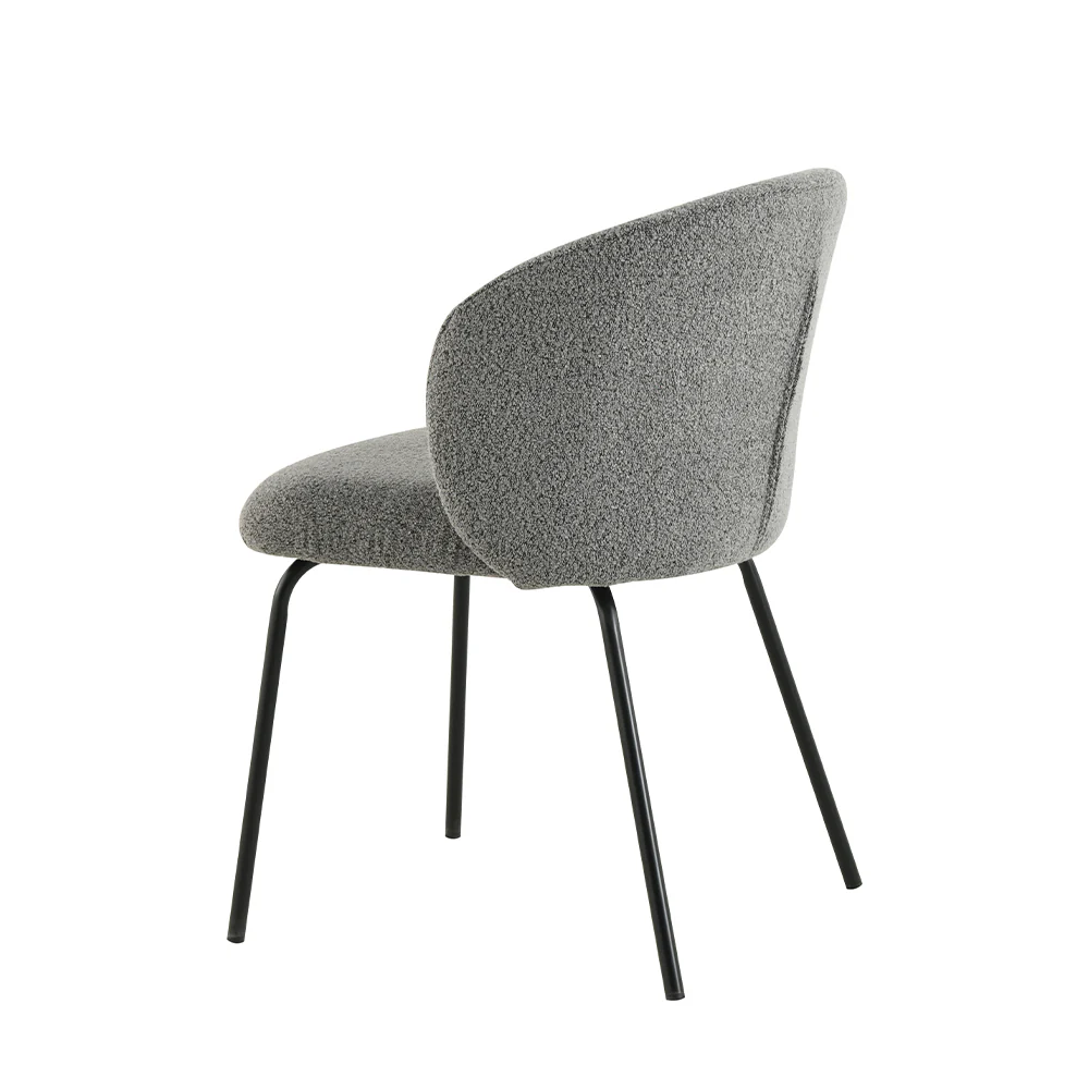 Eetkamerstoel Tromsø Donkergrijs Bouclé met zwart onderstel - Image 5