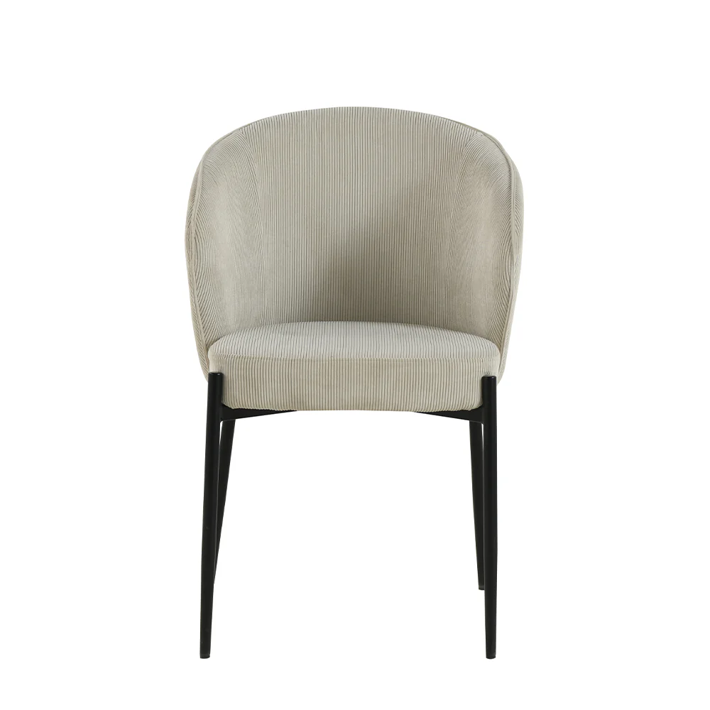 Eetkamerstoel Uppsala Beige Rib met zwart onderstel - Image 2