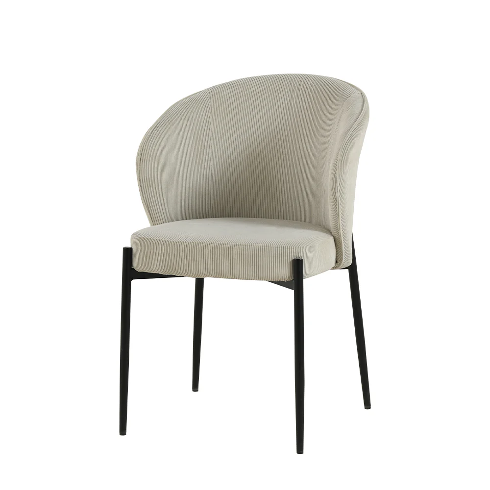 Eetkamerstoel Uppsala Beige Rib met zwart onderstel - Image 3