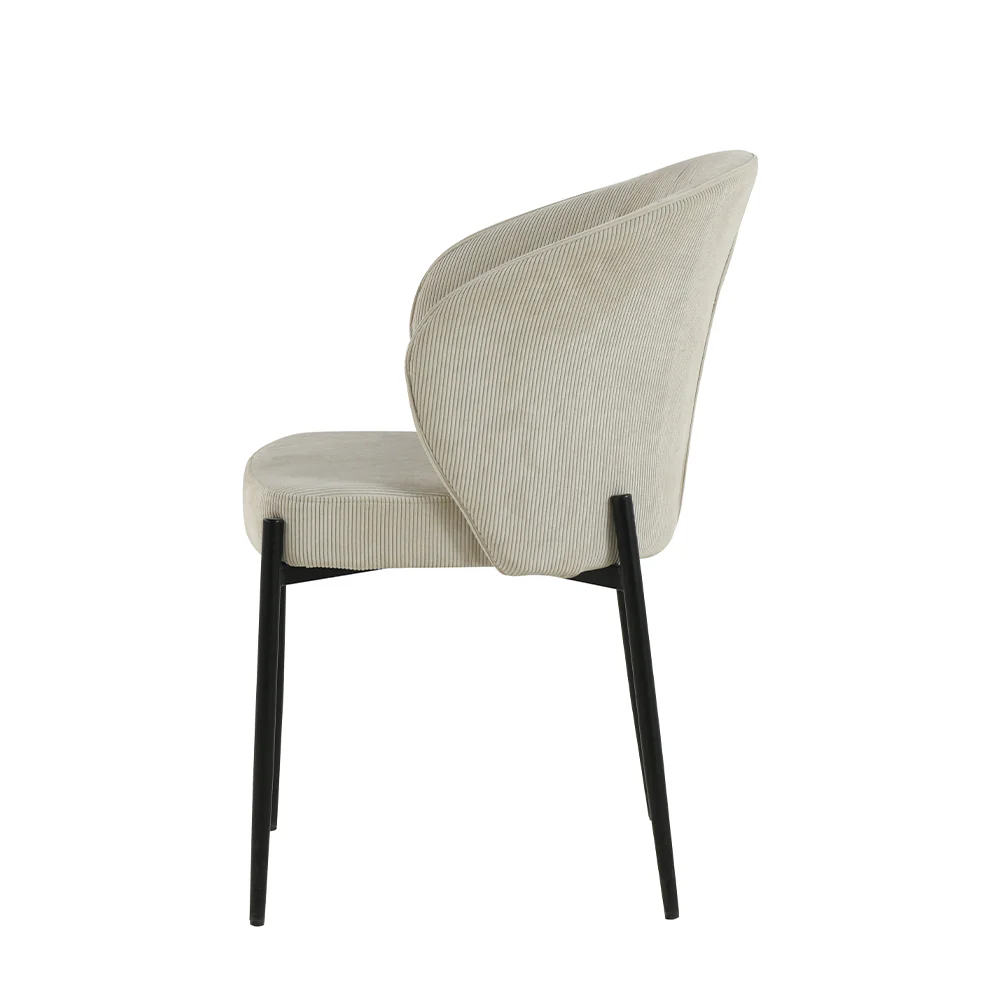 Eetkamerstoel Uppsala Beige Rib met zwart onderstel - Image 4