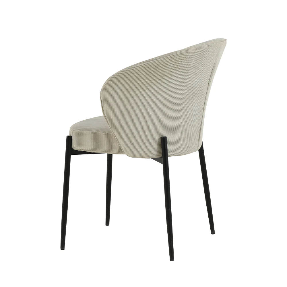 Eetkamerstoel Uppsala Beige Rib met zwart onderstel - Image 5