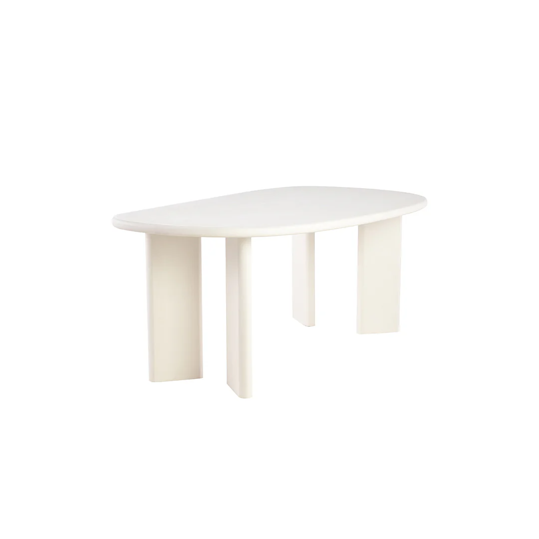 Eettafel Organisch Maya Microcement Paneelpoot 210 cm Wit - Image 2