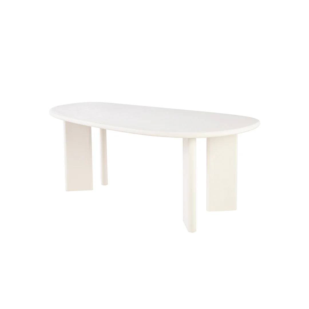 Eettafel Organisch Maya Microcement Paneelpoot 210 cm Wit - Image 3