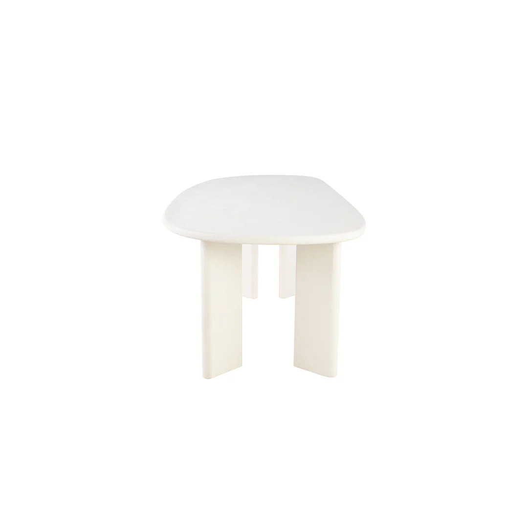 Eettafel Organisch Maya Microcement Paneelpoot 210 cm Wit - Image 4