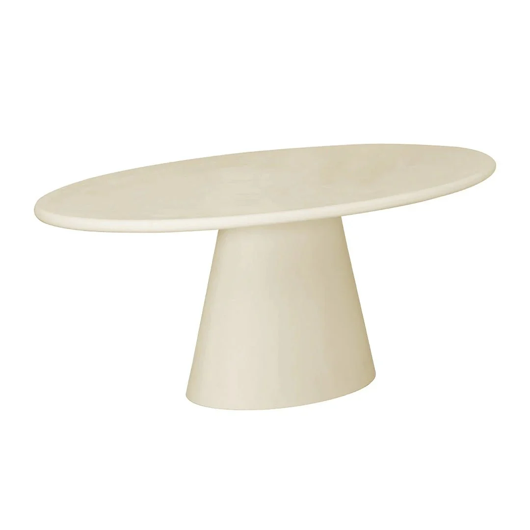 Eettafel Ovaal Maya Microcement Kegelpoot 200 cm Beige - Image 2