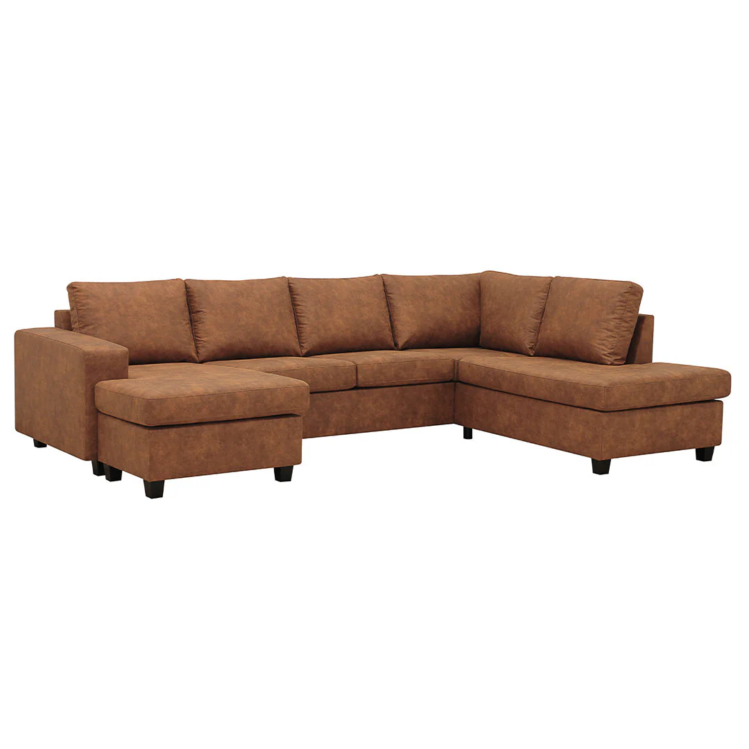 Hoekbank Santiago 4-zits U-opstelling Rechts Cognac - Image 2