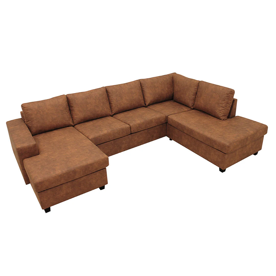 Hoekbank Santiago 4-zits U-opstelling Rechts Cognac - Image 3