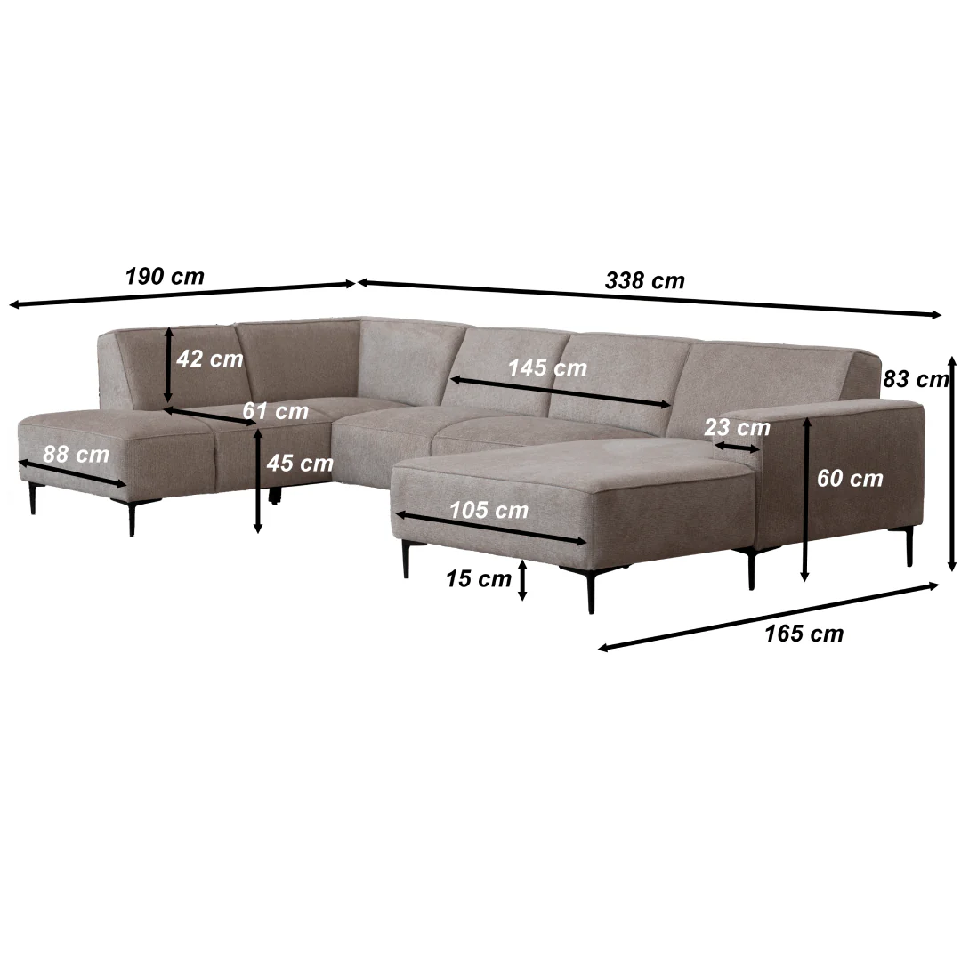 Hoekbank Soren 5-zits Rechts U-opstelling Beige - Image 5