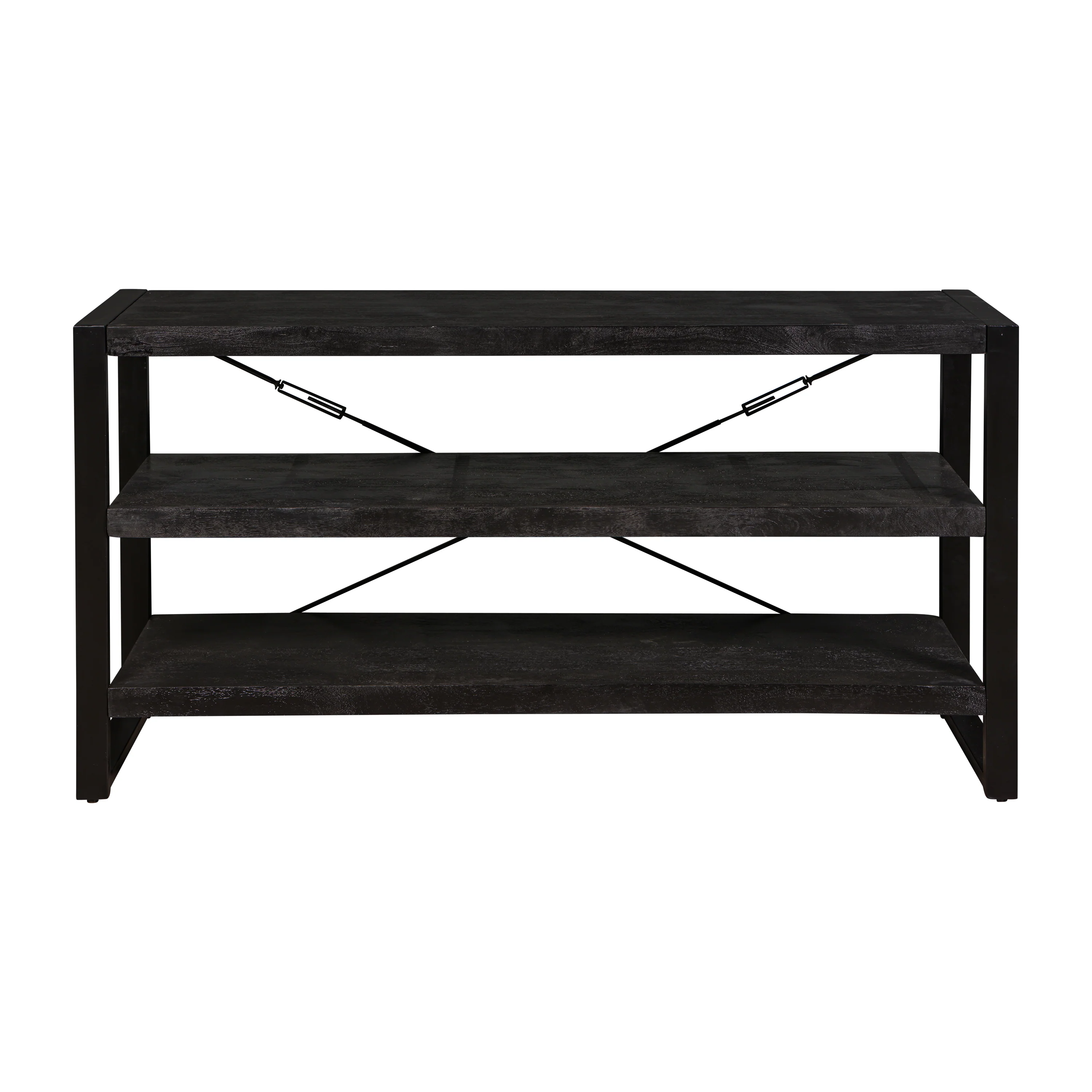 Mangohouten Boekenkast Britt Laag 150 cm Zwart - Image 2
